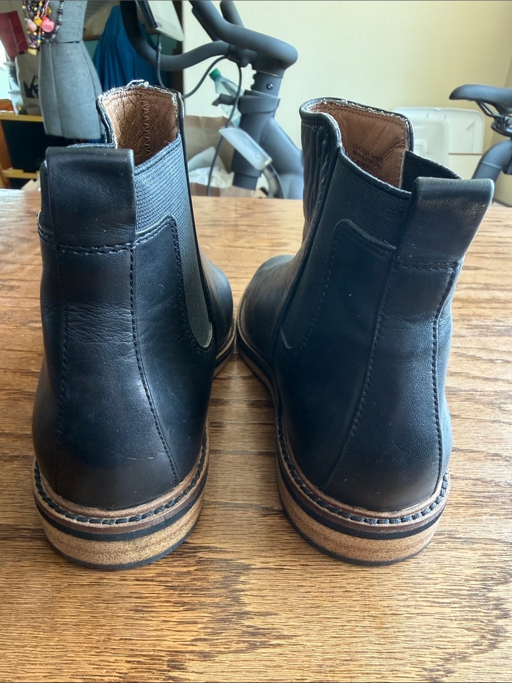 Kelsi Dagger Black Leather Chelsea Booties with Stacked Sole - Picture 3 of 4